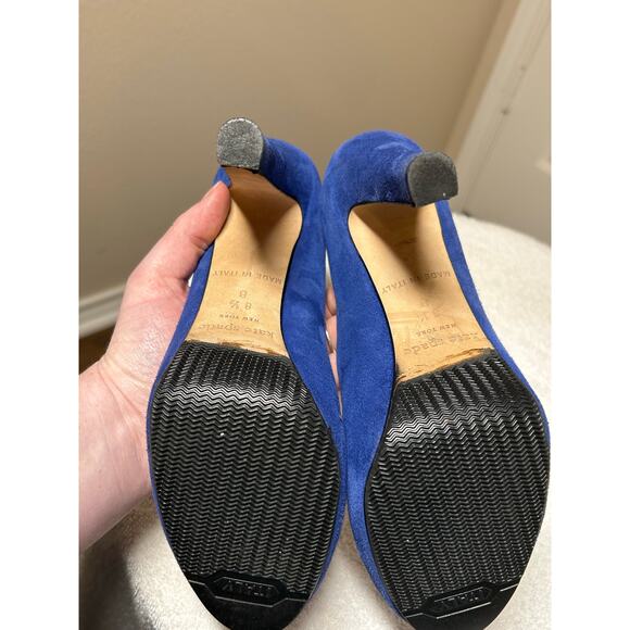 Kate Spade Blue Suede Platform Closed Toe Stiletto Heels - Picture 9 of 11